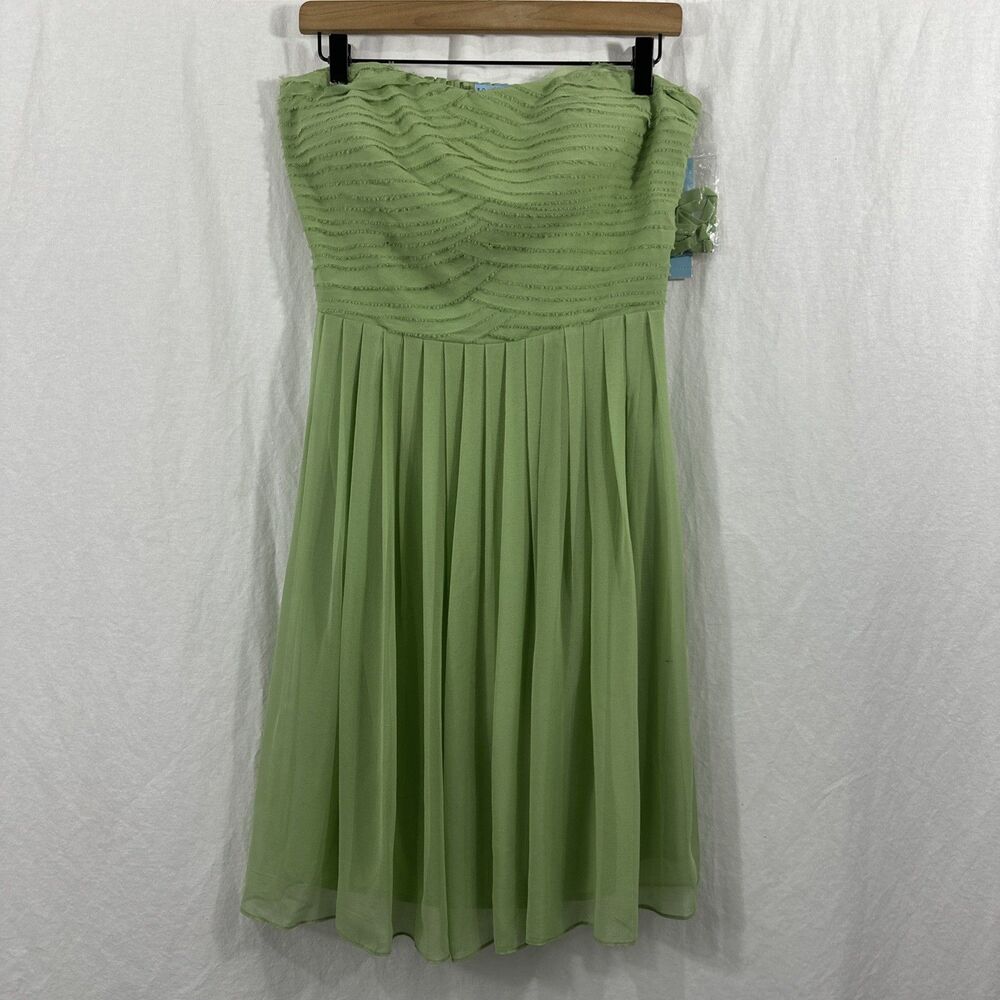 Antonio Melani Green Chiffon Silk Strapless Mini Dress Womens Sz 12 Bridesmaid